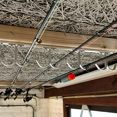 Lucausd Fishing Rod Ceiling Rack Aluminum Alloy 8-Rod Fishing Pole Holder Organizer Storage For Garage & Cabin & Basement #TOP3