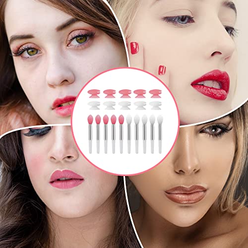 Silikon Lippenpinsel mit Kappe, 10 Stück Lippenpinsel Silikon für Lippenstifte und 10 Stück Abdeckungen Wiederverwendbar Lippenapplikatoren für Lipgloss Lippenbalsam Make-up (2 Farben)