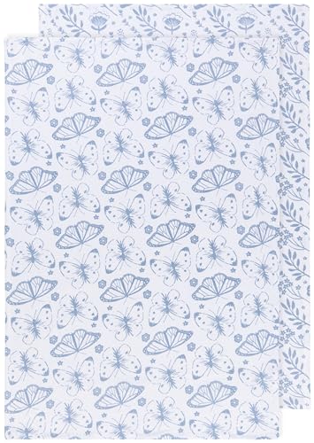 Image of Now Designs Floursack Kitchen Towels Quick Dry Cotton Hand Towel Set of 2, Slate Blue Meadow Print, 20 x 30 in