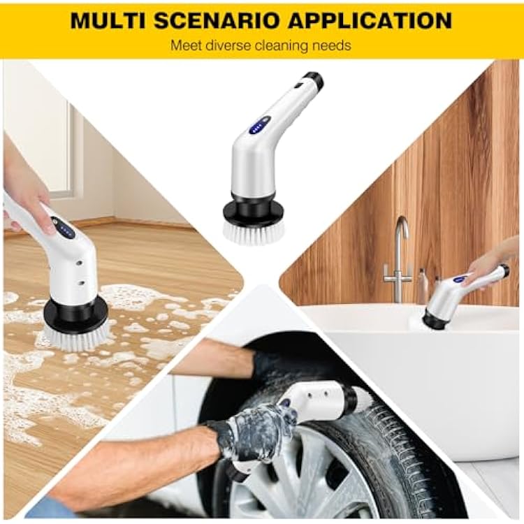 Power Electric Spin Scrubber with Dual Speeds,Cordless Power Shower Scrubber with 3 Replaceable Brush Heads,Handheld Cleaning Brush for Tile,Tub,Floor,Ceramic Tiles,Window