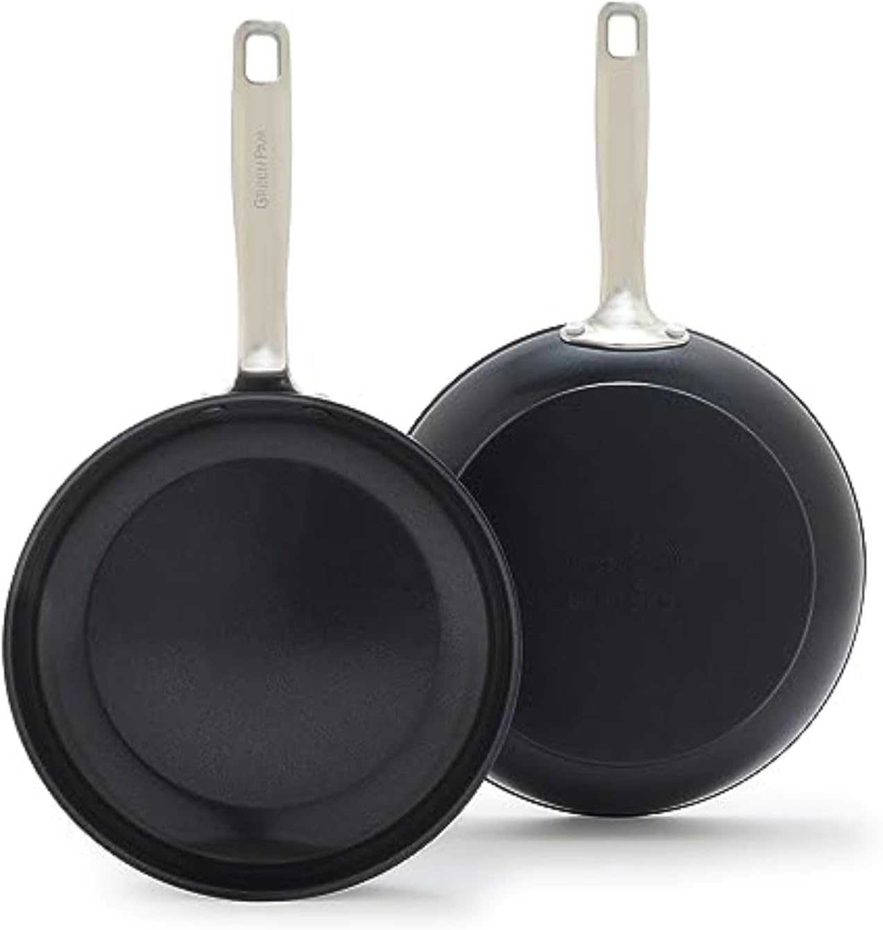 GreenPan Chatham Prime Midnight Hard Anodized Healthy Ceramic Nonstick, 10" and 12" Frying Pan Skillet Set, PFAS-Free, Dishwasher Safe, Oven Safe, Black