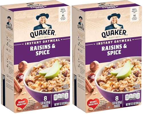 Image of Quaker Instant Oatmeal, Raisins & Spice, 1.51oz Packets (16 Pack)