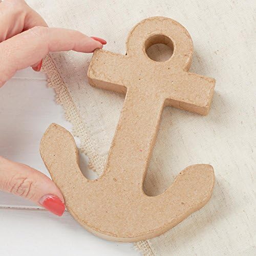 Factory Direct Craft Pack of 6 Unfinished Paper Mache Anchors - Versatile DIY Papier Mache Unfinished Anchor Shapes for DIY Coastal, Nautical or Beach Themed Decor