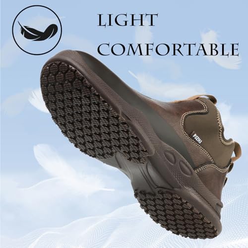 Image of PJZHJ Non Slip Work Shoes Water & Oil Resistant Food Service Shoes Comfortable Slip-On Chef Footwear for Restaurant Hospital
