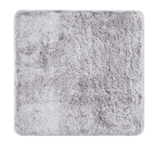 fluffy Bath Mat Made of Microfiber with Non-Slip Bottom (20 x 20 inch, Gray)