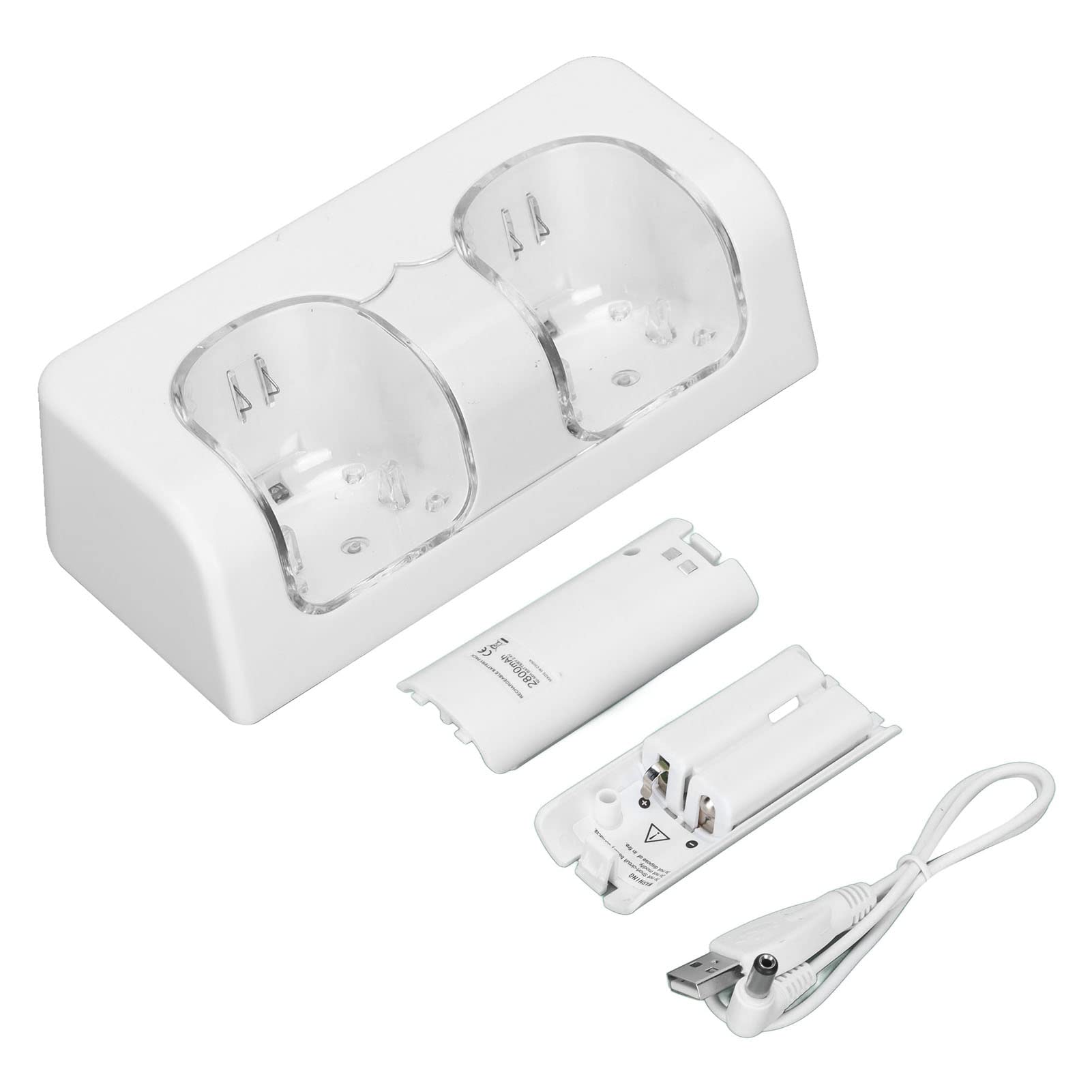 Station De Charge Wii pour Télécommande Wii – Station De Charge Wii avec 2 Batteries.(Blanc)
