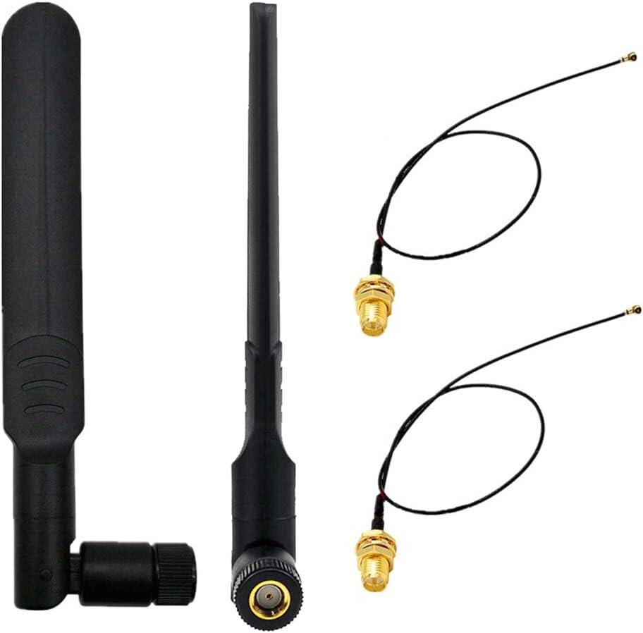 WayinTop 2Set 8dBi 2.4GHz 5GHz Dual Band Wireless Network WiFi RP-SMA Male Antenna + 20cm IPEX to RP-SMA Female Pigtail Cable for NGFF Wireless Card & M.2 (NGFF) 3G/4G Card