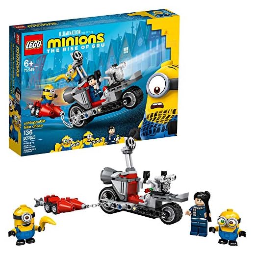 LEGO Minions Unstoppable Bike Chase (75549) Minions Toy Building Kit, with Bob, Stuart and Gru Minion Figures, Makes a Great Birthday Present for Minions Fans, New 2020 (136 Pieces)
