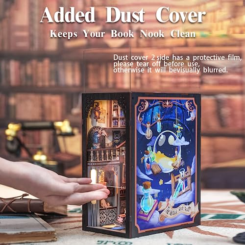 Fsolis Diy Book Nook Kit, 3D Wooden Puzzle Bookends Book Nook Shelf Insert Home & Book Decor With Dust Proof Book Nooks Dollhouse Kit Booknook Model Kit Book Nook Kits For Adults (Rk02) #TOP2