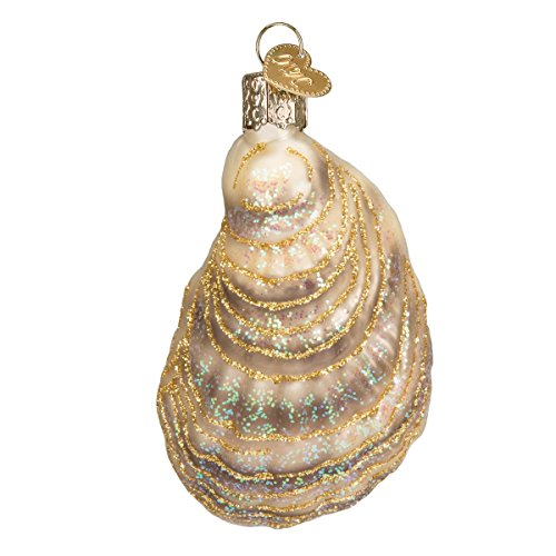 Old World Christmas Ornaments: Beach Shells Glass Blown Ornaments For Christmas Tree, Oyster With Pearl #TOP2