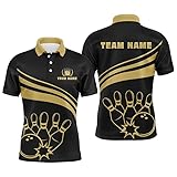 Personalisiertes Bowling-Polo & Viertelreißverschluss-Shirt für Herren & Damen, Custom Männer & Frauen Bowling-Shirt, Team-Bowl-Jersey | Schwarz N6708