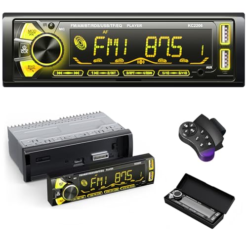 RDS Radio Coche Bluetooth Extraible, Chismos Autoradio Bluetooth 5.0 Manos Libres, 1DIN Autoradio FM/Am