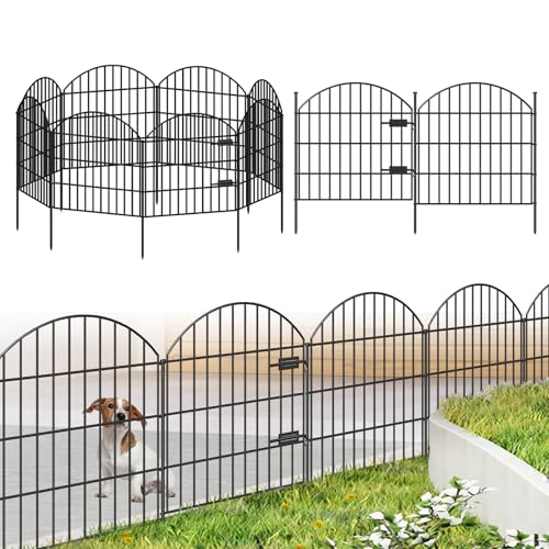 FOREHOGAR Metal Garden Fence with Gate 28in (H) x 18.7ft