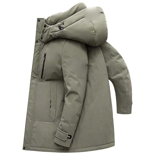 MQMYJSP Jaqueta masculina de comprimento médio para outono e inverno, chapéu removível, jaquetas esp