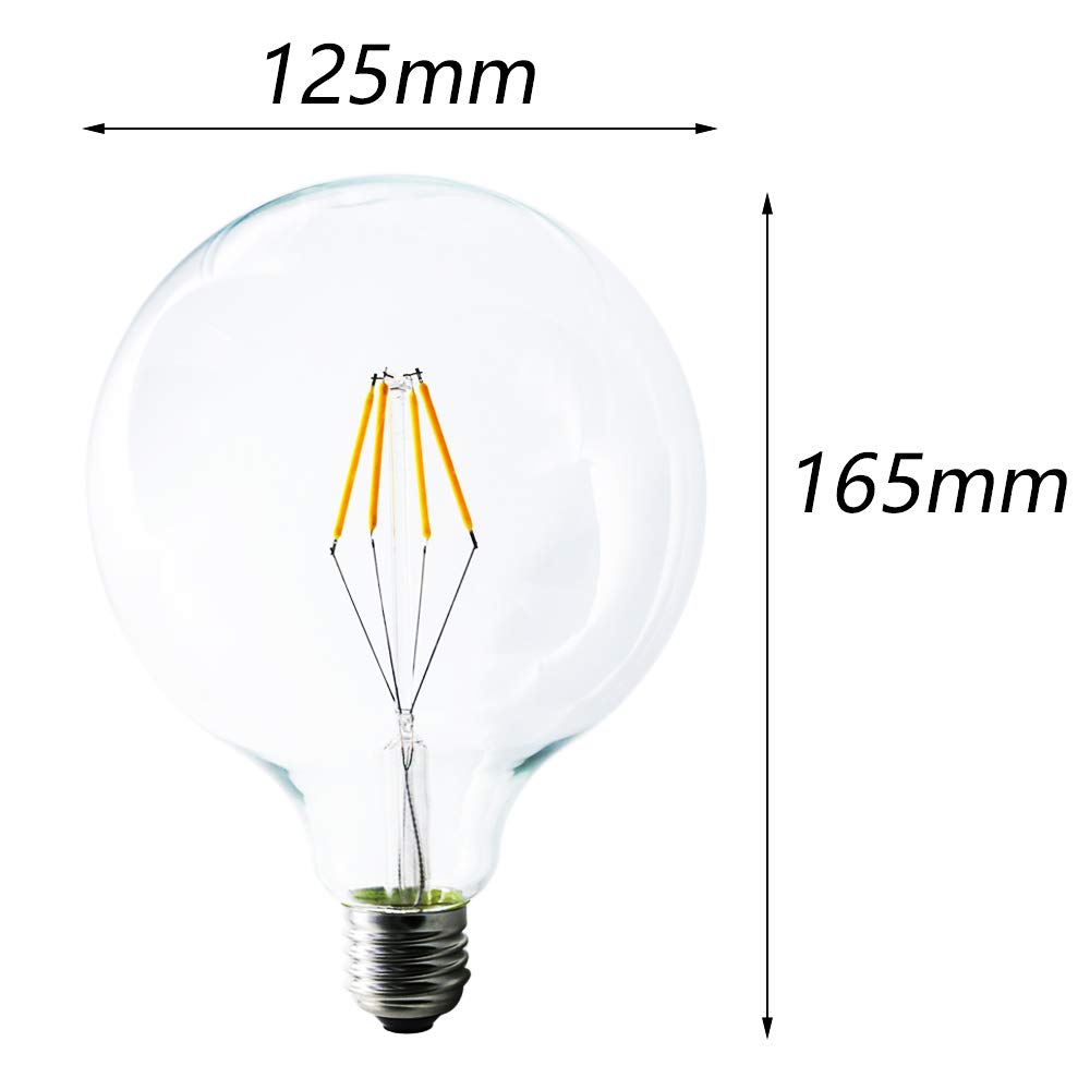 12 bombillas LED E27 G125, 6 W, blanco cálido 2200 K, bombilla de repuesto tradicional vintage para iluminación retro nostálgica