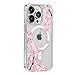 Akeivare for iPhone 13 Mini Magsafe Case, Slim Floral Shockproof Protective Hard Cute PC+TPU Bumper Flower Women Cover Magnetic Case Clear
