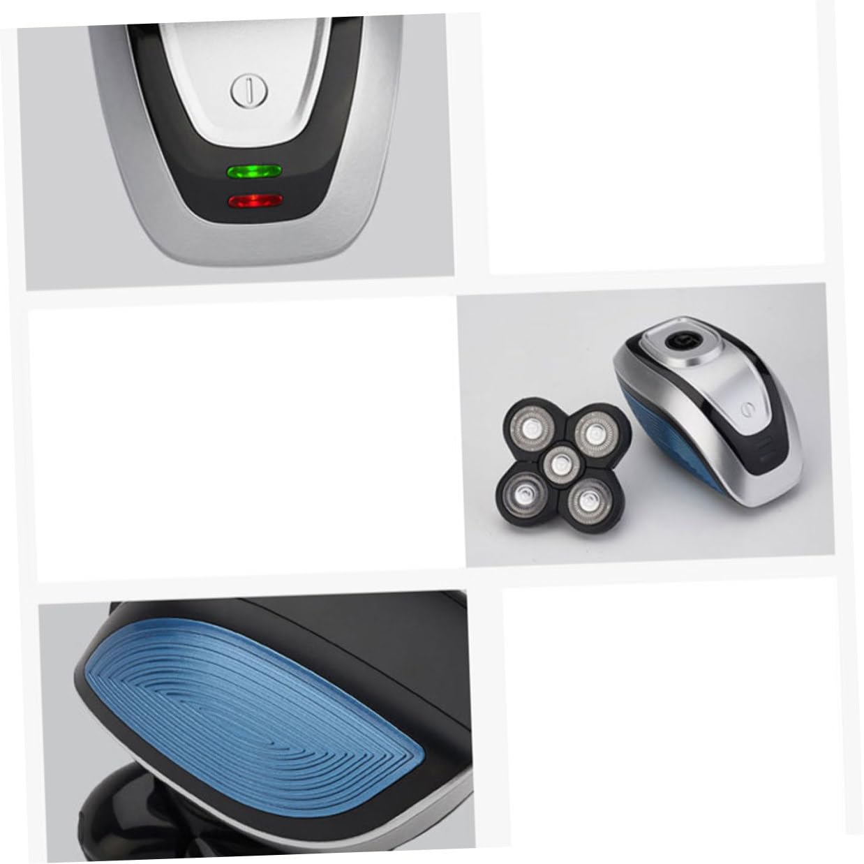 Rasoio Elettrico Testine Fluttuanti 4d per Uomo a 5 Lame Tagliacapelli e Regolabarba Preciso Ricaricabile Usb, Materiale Abs, Lavabile Acqua