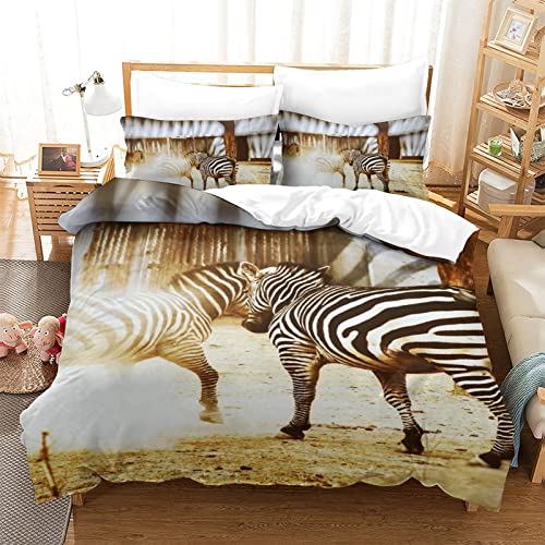 Housse de couette zèbre à fermeture éclair lit simple 135x200 - 2