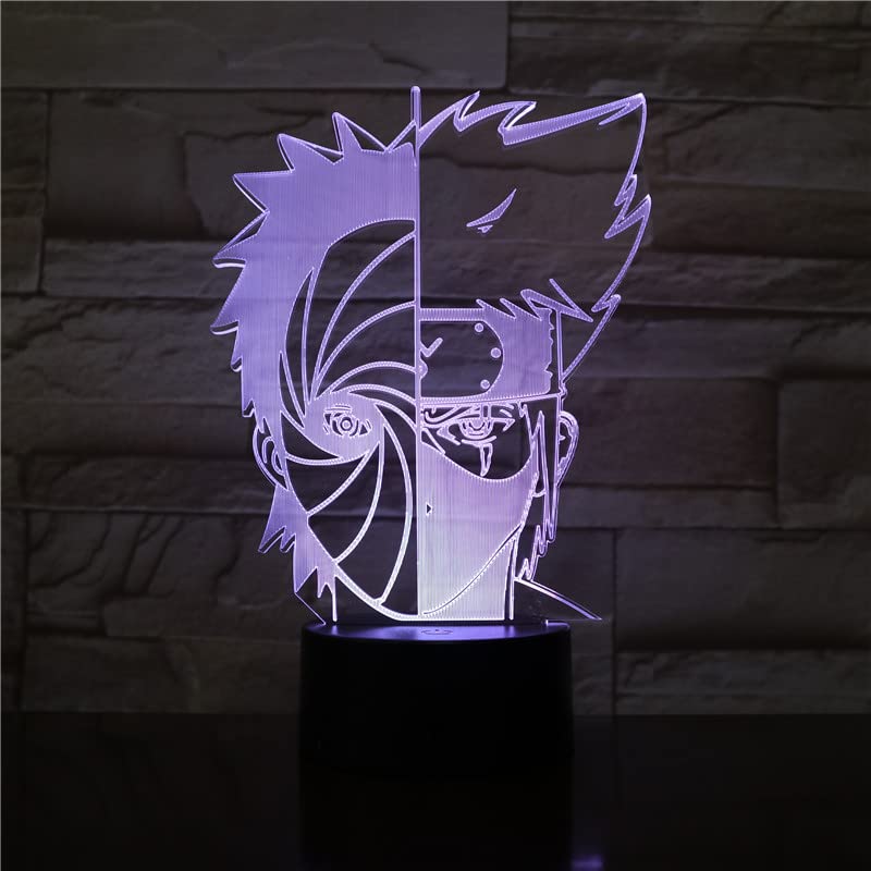 Wolostore Anime Manga Ninja Obito Kakashi LED Lamp Color Changing USB Night Light and Decoration
