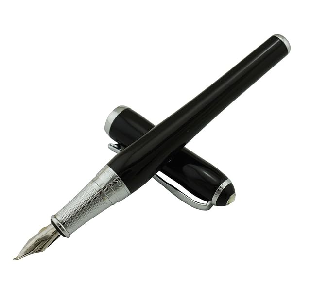 Duke Asian Calligraphy Fude Nib Fountain Pen Fine to Broad Nature Mother Pearl on Cap with Pen Pouch