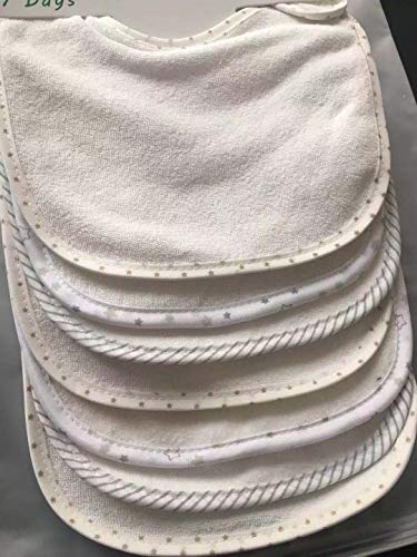 Little lucky baby Lot de 7 bavoirs doux double couche 100% coton absorbant (white) – Image 4