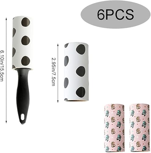 Miniatura 2 de Juego de 2 rodillos de 4 repuestos, mini rodillos portátiles para pelusas, rodillos de pelusa adhesivos desgarrables para pelo de mascotas, polvo,