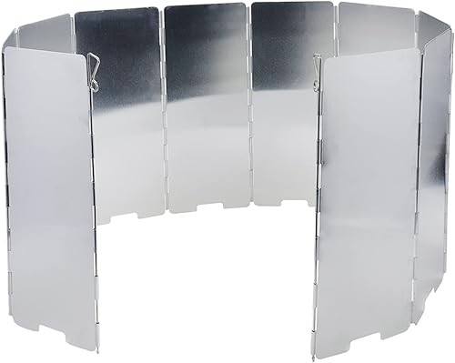KUMGROT Estufa de parabrisas plegable para campamento, protector contra el viento, pantalla portátil de aluminio con bolsa de transporte para
