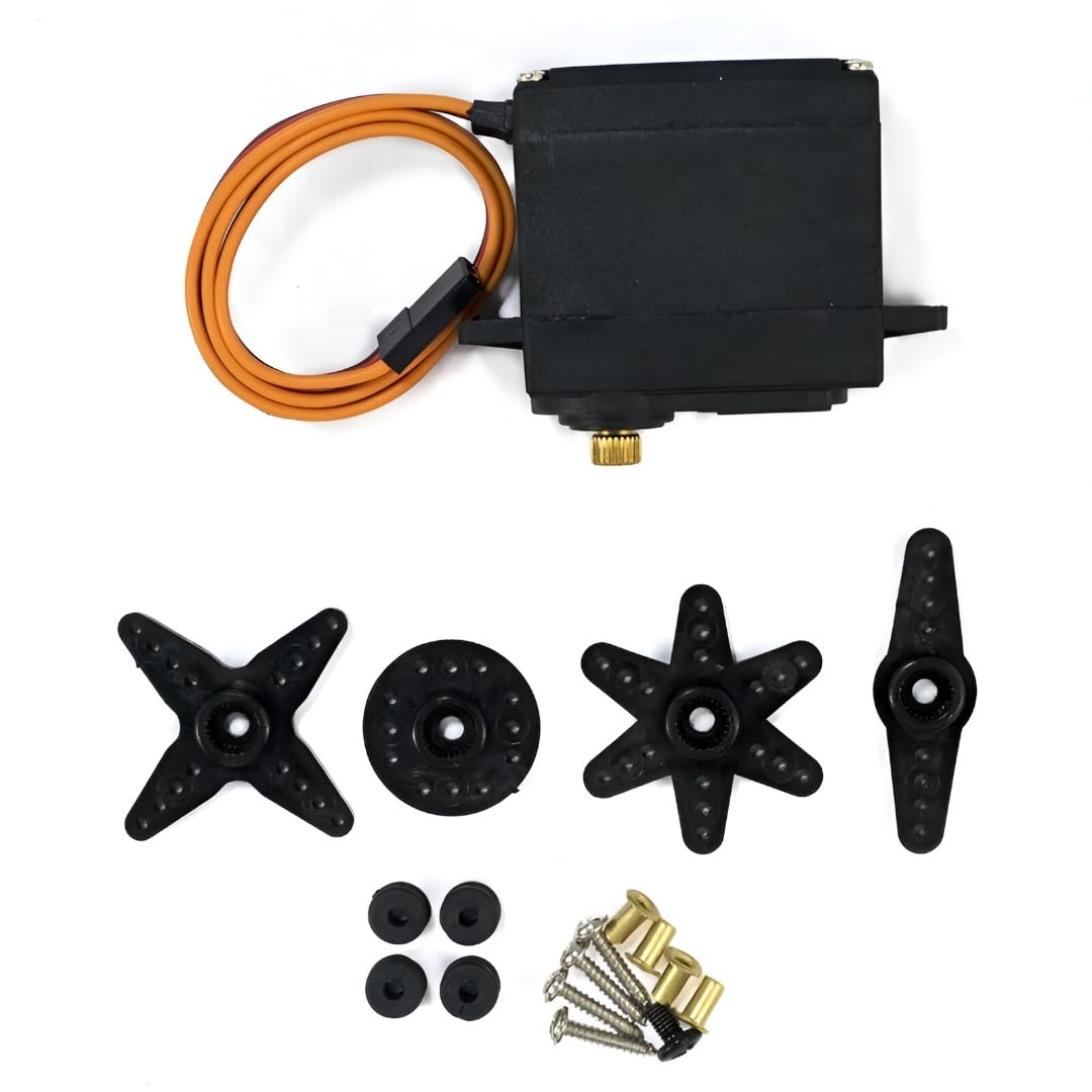 5 x MG 996R Servo Motor 360° Digital de Alto Torque con Engranajes Metálicos, Incluye Accesorios de Montaje y Cable
