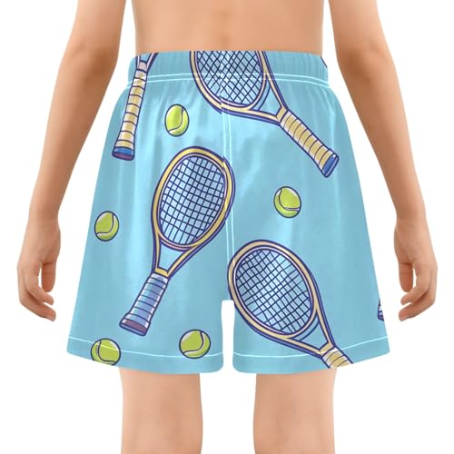 Toddler Boys Swimwear Swim Trunks with Compression Liner 4T Tennis Racket Blue3