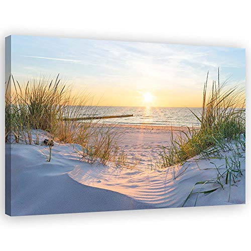 Feeby Tableau toile le coucher du soleil Image Photo mer orange 60x40 cm