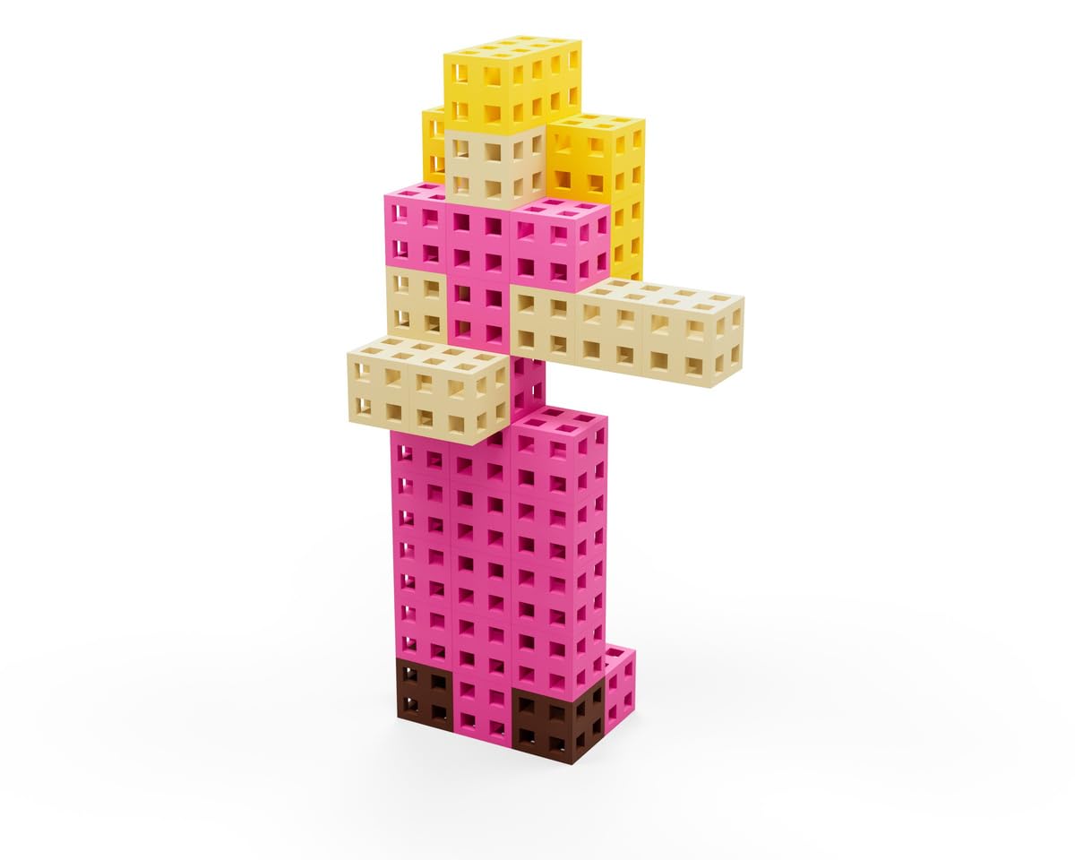 Meli Minis Cube Pink – 200 Bausteine (2x2 cm) in Pastellfarben – Kreatives Konstruktionsspielzeug für Kinder ab 3 Jahren – Fördert motorische Fähigkeiten und Fantasie