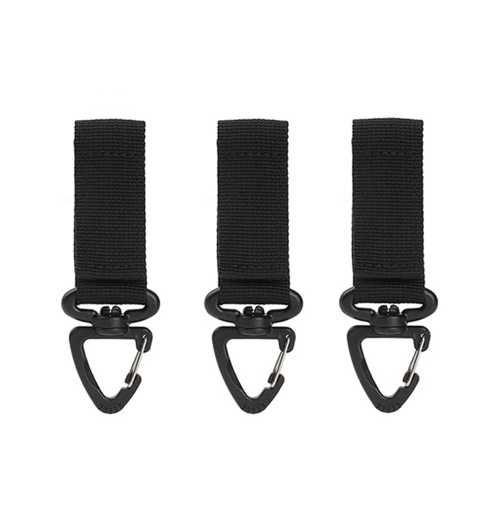 3 pcs Tactical Molle Key Ring Gear Key Keeper Keychain(Black)