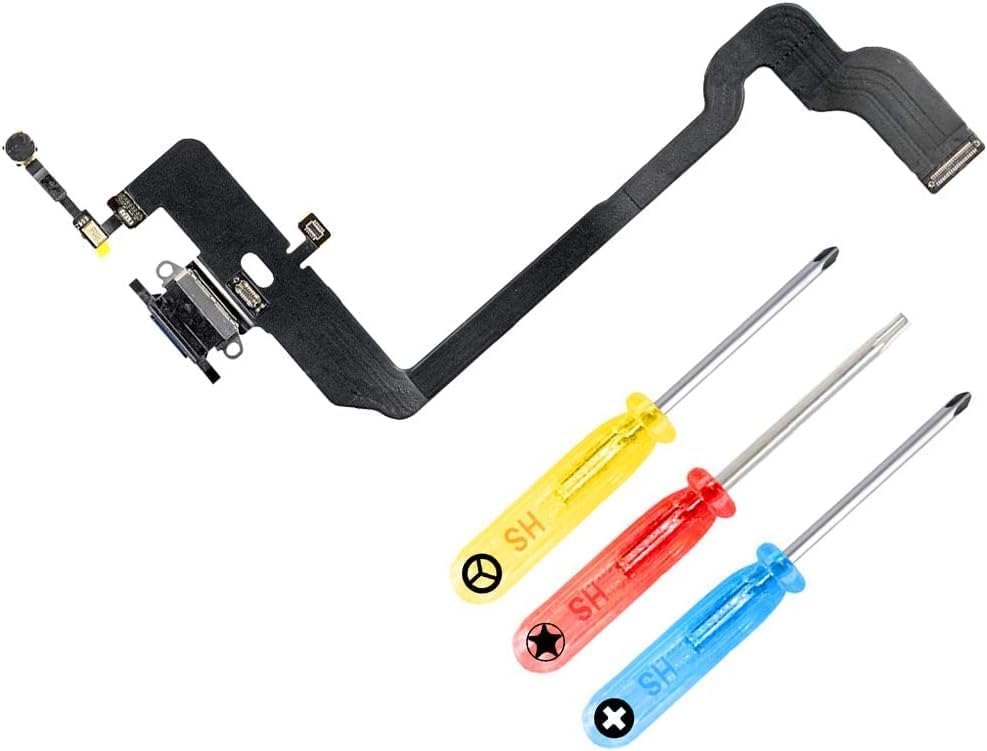 MMOBIEL Dock Connector Compatible with iPhone Xs - 5.8 inch - 2018 - Charging Port Flex Cable - Headphone Port/Microphone/Antenna Replacement - Incl. Screwdrivers - Gray