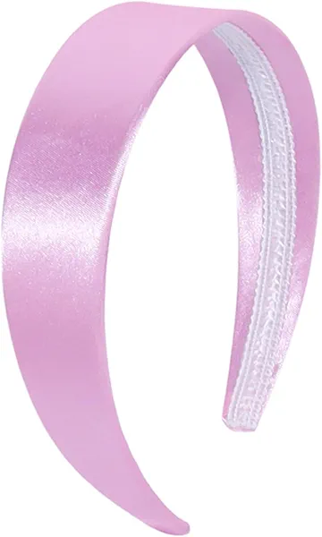 JOYRUBY 1.5 Inch Pink Headband for Women Non Slip, Satin Slik Headband Fashion Plain DIY Head Band Wide Hair Band for Girls Gift Holiday Hair Accessories Christmas