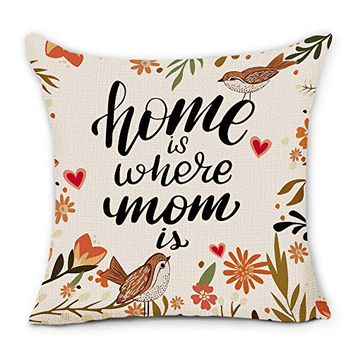pinata Mother's Day Pillow Covers, Home is Where Mom is Premium Cotton Linen