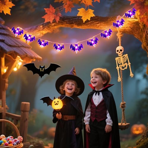 2PCS Halloween Bat Led Lights 10ft 20 Led String Lights Battery Powered - image 4