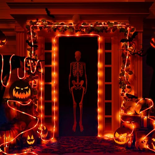 Brizlabs Orange Battery Halloween Lights, 36 Led Orange Lights, Flexible Tube Lights With Timer, Halloween Rope String Lights For Halloween Thanksgiving Fall Home Garden Haunted House Party Decor thumb #5