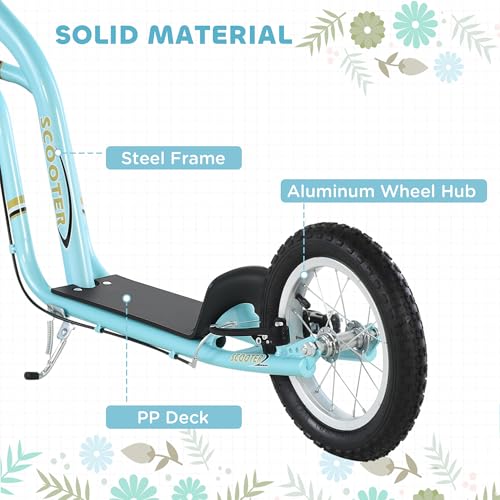 image for Aosom Youth Scooter Front and Rear Caliper Dual Brakes 12-Inch Inflata