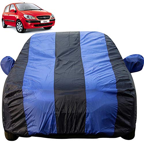 Image of Autofact Car Body Cover with Mirror Pockets Compatible for Hyundai Getz (Triple Stitched, Bottom Fully Elastic, Royal Blue Color)