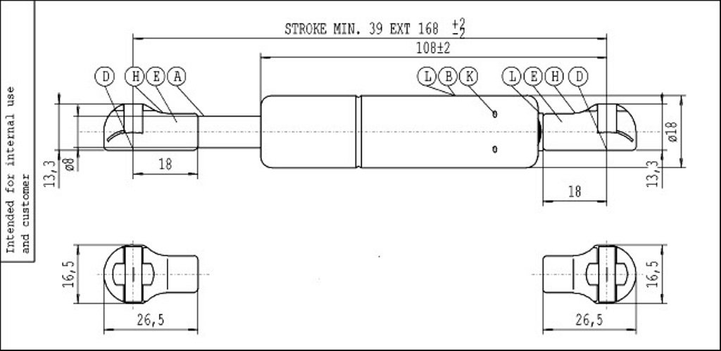 Stabilus Gasfeder 3073XQ Grau - Türschließer für Küchenschränke - 350N Schubkraft - 18.5 cm Länge