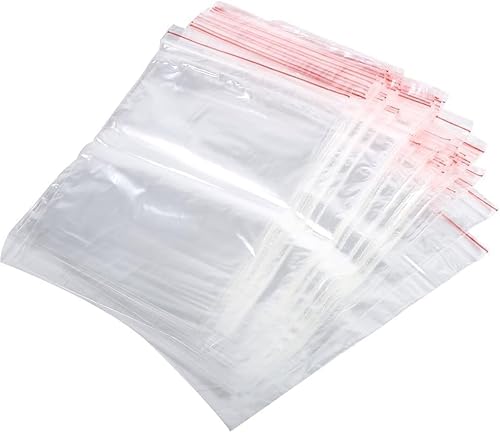 100 Pack of Resealable Plastic Bags Self Locking Bags with Zipper for Jewellery Storage Kitchen Parts 4x6cm, 5x7cm, 6x9cm, 7x10cm, 8x12cm (7x10cm)