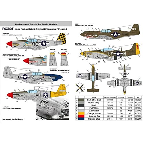 Amazon.com: Foxbot 72-053 - 1/72 North American P-51 Mustang Decal