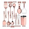 COOK WITH COLOR Kitchen Utensil Set - premium Nonstick & Heat Resistant Kitchen Gadgets, Turner, Spaghetti Server, Serving Spoons, Whisk, Tongs, Masher & Utensil Holder, 10-piece Rose Gold #3