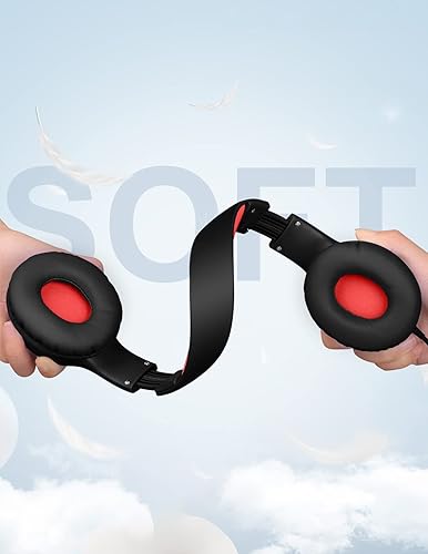 Miniatura 23 de Auriculares para niños con cable, auriculares sobre la oreja para niños con micrófono, límite de volumen de 85/94 dB, auriculares para niños y niñas