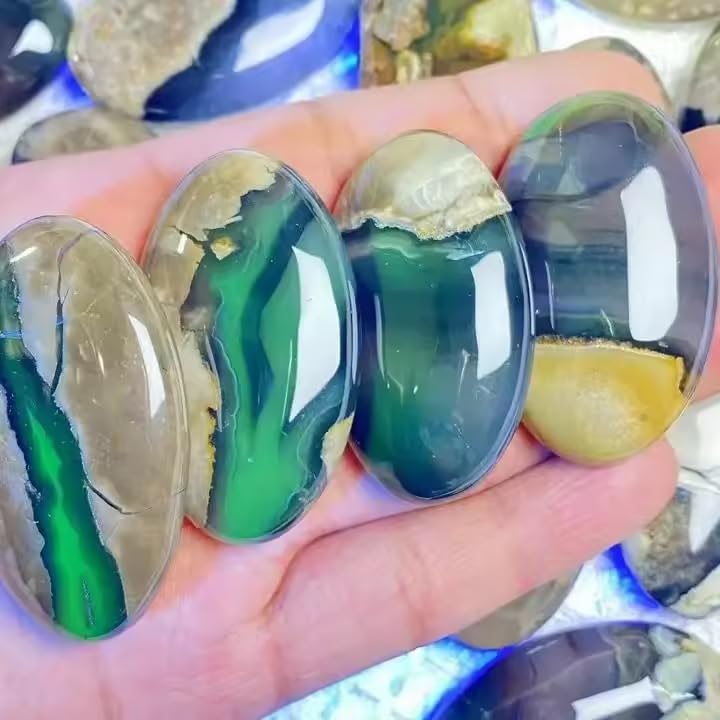 3pc Volcanic Agate Palm Pocket Energy Stone, Healing Crystal Indoor Fountain Stones Massage Energy Anxiety Relief Items – Worry Stones for Stress Relief Gifts