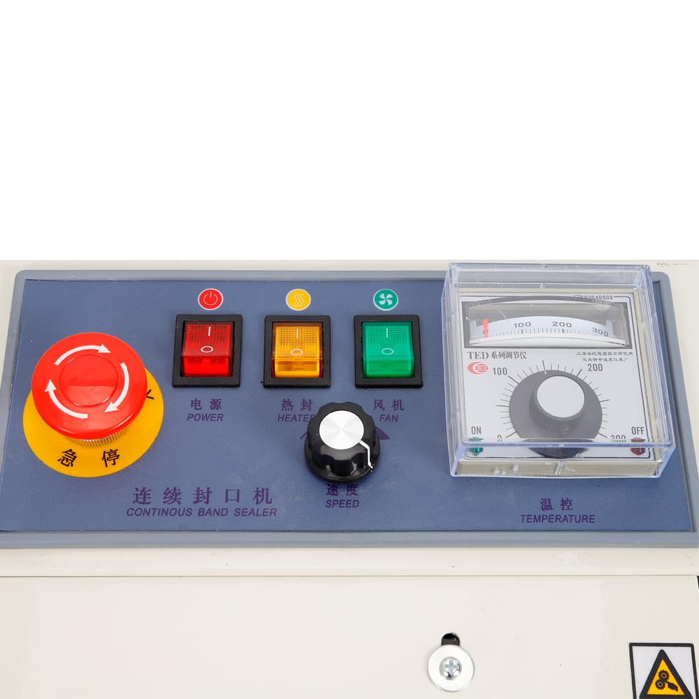 FR-900 Máquina Selladora Automática Industrial - Soldadoras Continuas de Película para Botín de Plástico 500W Automático Máquina de Sellado Continuo Máquina de Sellado Caliente