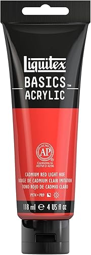 Vista 167 de Liquitex BASICS Pintura Acrílica, Tubo de 118ml (4 oz), Tono Carmesí de Alizarina