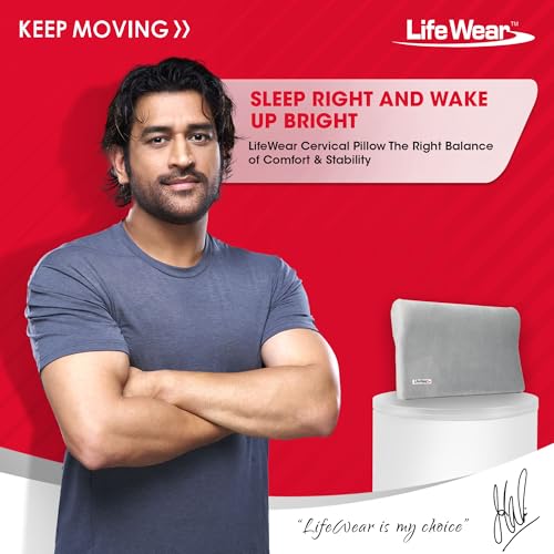 Image of LifeWear Cervical Pillow for Neck Pain, PU Foam Contour Pillow, Supports Neck and Shoulder Pain for Sleeping, Anatomical Design, Improves Posture and Spinal Alignment, Universal Size