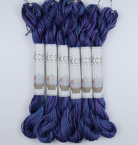 Image of KCS Big skeins of 25 Meters Size 25 Color Variegated Cross Stitch Stranded Threads,6 skeins,4240