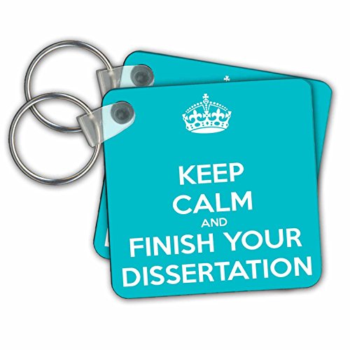 Porte-clés Keep Calm dissertation turquoise, lot de 2 cadeaux parfaits pour futurs diplômés